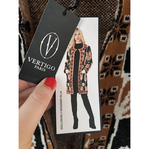 NWT Vertigo Paris Cardigan Floral Intarsia Sweater Women’s Small BOHO Cottage - Picture 8 of 11